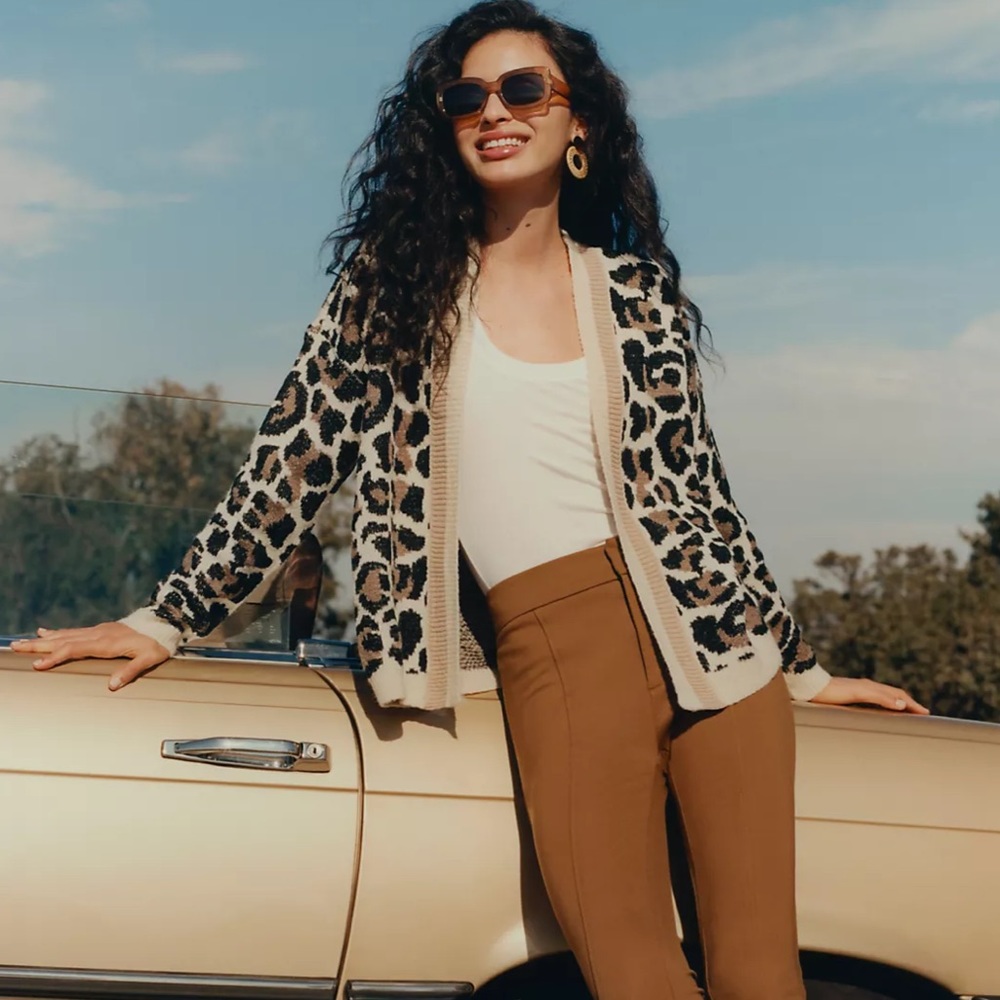 Anthro Line and Dot Luella Leopard Cardigan